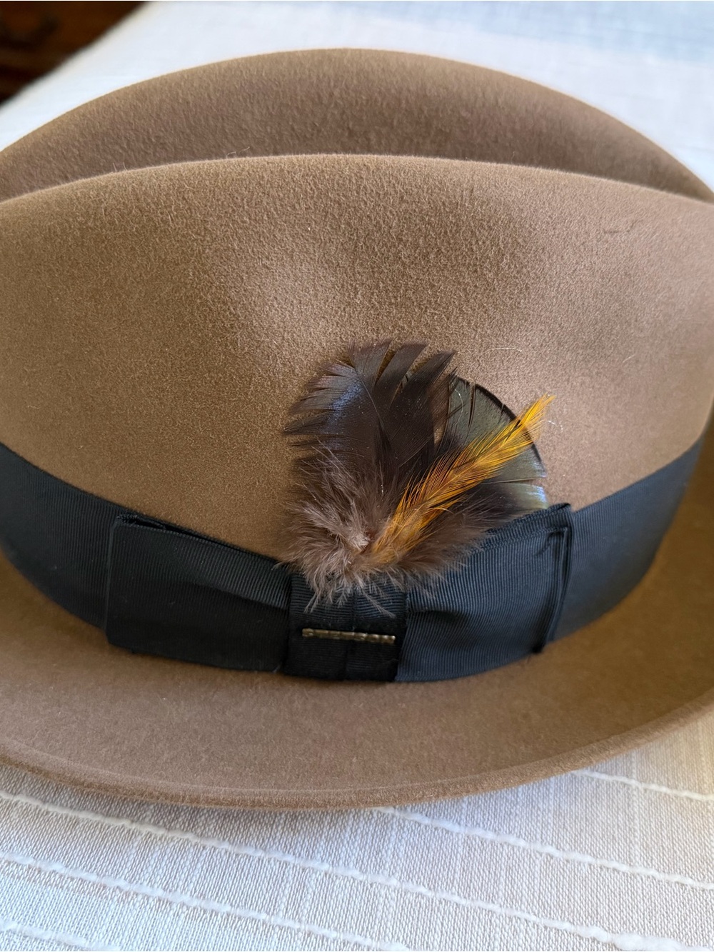 Stetson Cream Lined Fedora with Gold Crest